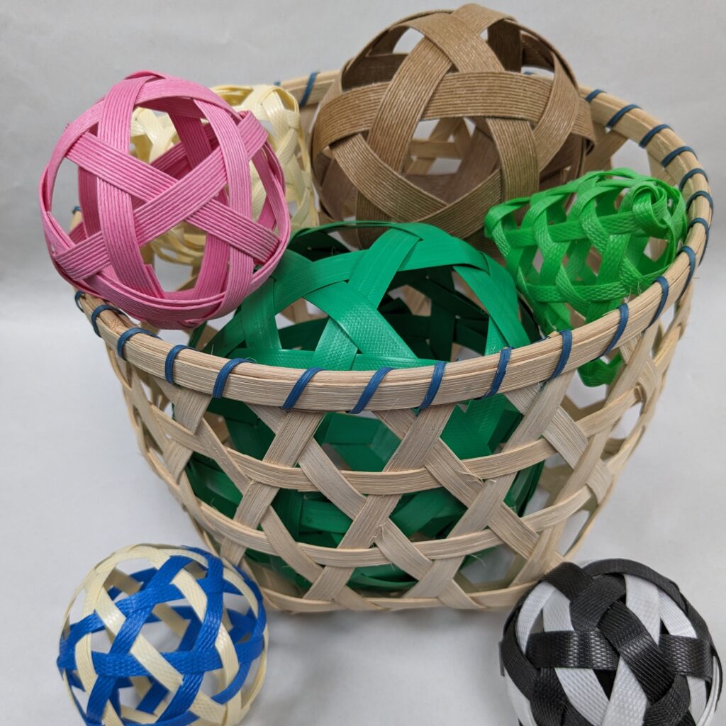hexagonal weave basket and balls